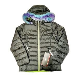 NWT Spyder Timeless Faux Fur Hoodie Down Puffer Jacket Size S / 8